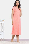 Zivame Scribbled Meadows Knit Cotton Mid Length Nightdress - Desert Flower — thumbnail 3